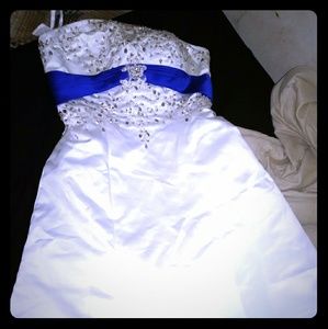 White an blue wedding dress